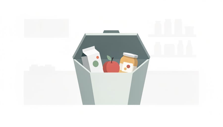 Refrigerator shelf with a small front bin containing near-expiry items such as fruit and yogurt.